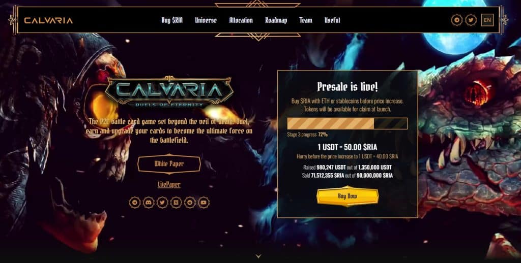 Calvaria Pre-Sale Fundraising