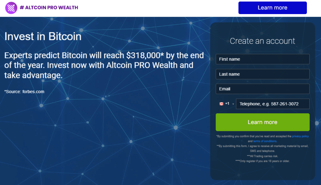 Altcoin PRO Wealth 메인화면