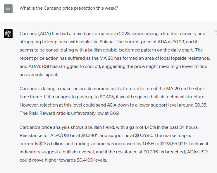 챗GPT 카르다노 분석